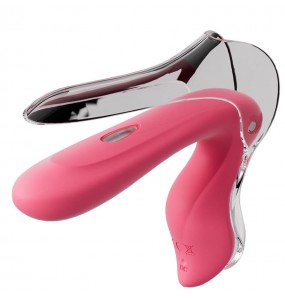 MizzZee - Vibrating Massage Dilator With Built-in Light (Chargeable - Rose Pink)